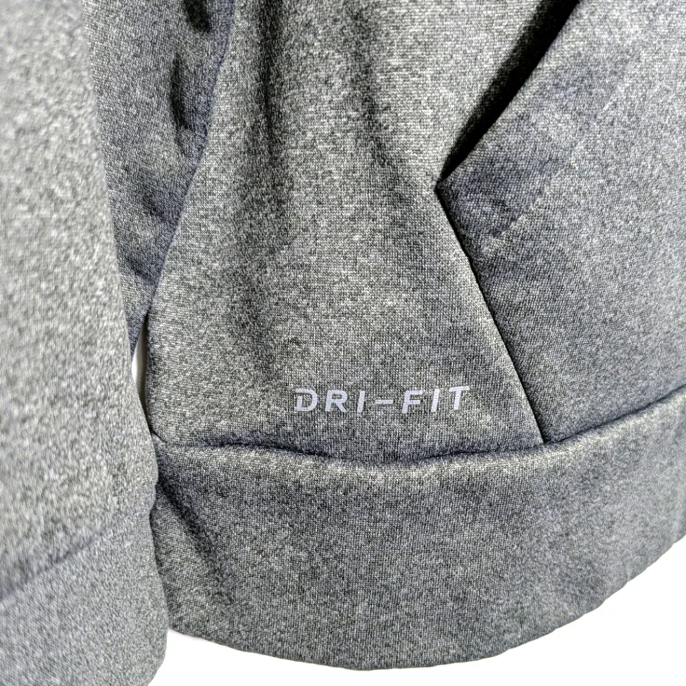 NIKE DRI-FIT Hoodie Sweatshirt Gray w/Black Swoosh,‎ Atleisure, Athletic, Sz L